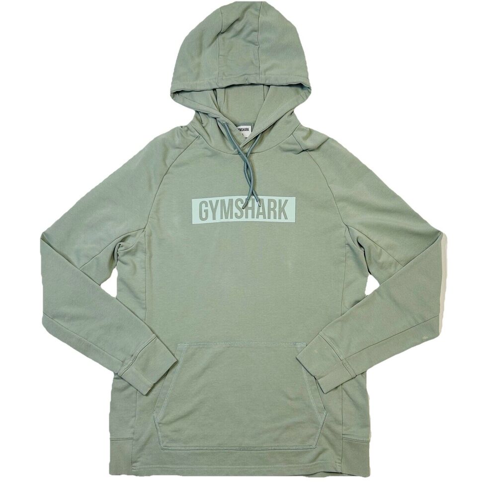 Gymshark Hoodie Mens Large Green Logo Pullover Outdoor Athleisure Gym Running